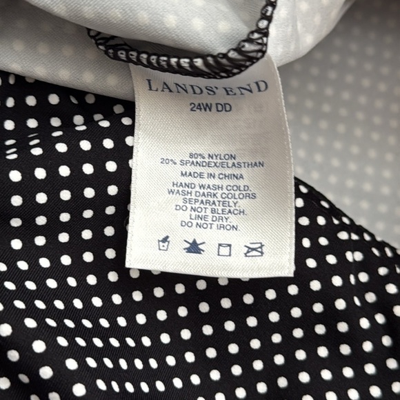 Lands' End Square Neck Black/White Polka Dot Underwire Tankini Top Size 24W DD - Picture 6 of 6